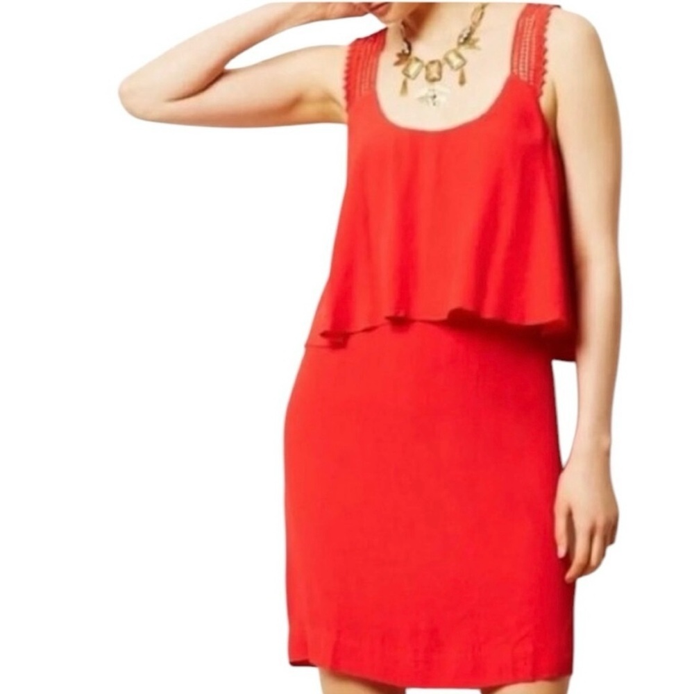 ANTHROPOLOGIE MAEVE Red Tisana Dress Size 2